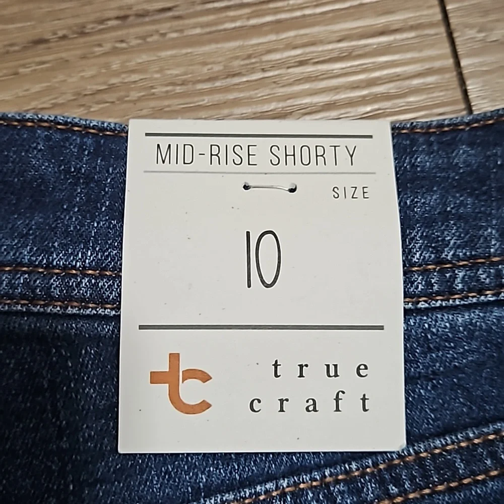 true craft Denim Mid-Rise Shorty Stretch Blue Jean Shorts 3" Inseam Women's 10 - Picture 4 of 16